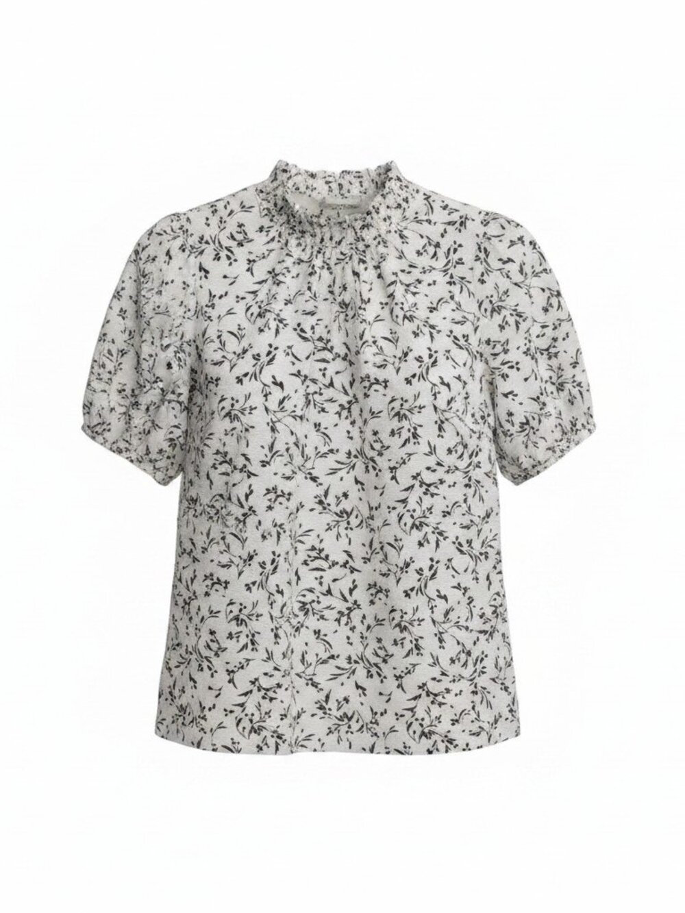 Reitmans Floral Mock-Neck Short Sleeve Blouse (Size XS)